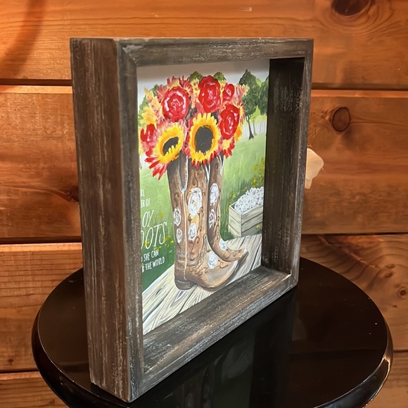 WESTERN WOOD PICTURE Give the right pair cowboy boots she can conquer the world - Picture 2 of 2